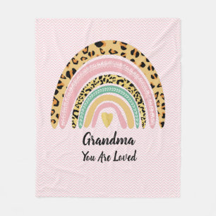 Any Name Grandma Mother You Are Loved Boho Rainbow Fleece Blanket