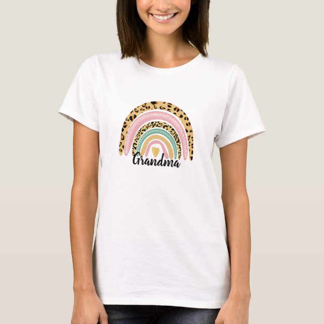 Any Name Mom Mommy Grandma Boho Rainbow Matching T T-Shirt (Front)
