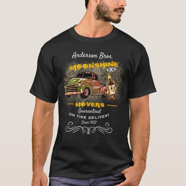 Any Name Moonshine Movers Chevy Pickup Bottle T-Shirt (Front)