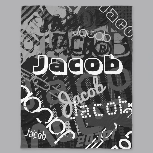 Any Name | Name Collage Black & White Fleece Blanket (Creator Uploaded)