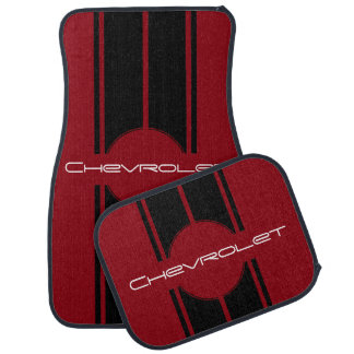 Any Name or Back Color Double Black Racing Stripes Car Mat