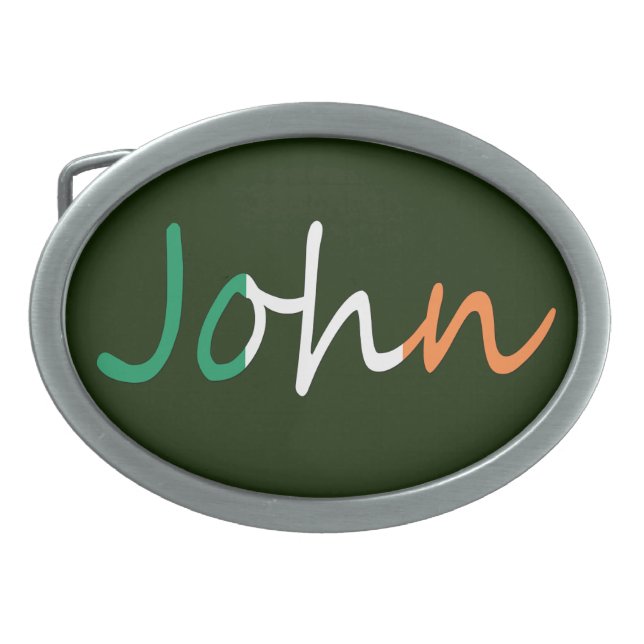 Any Name overlaid on Irish Flag bbcnt Belt Buckle (Front)