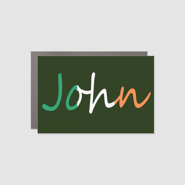 Any Name overlaid on Irish Flag cmt Car Magnet (Front)