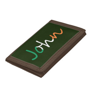 Any name overlaid on Irish Flag wacnt Tri-fold Wallet