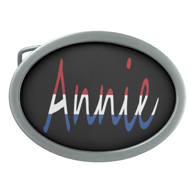 Any Name overlaid on NLD Flag on bk bbcnt Belt Buckle (Front)