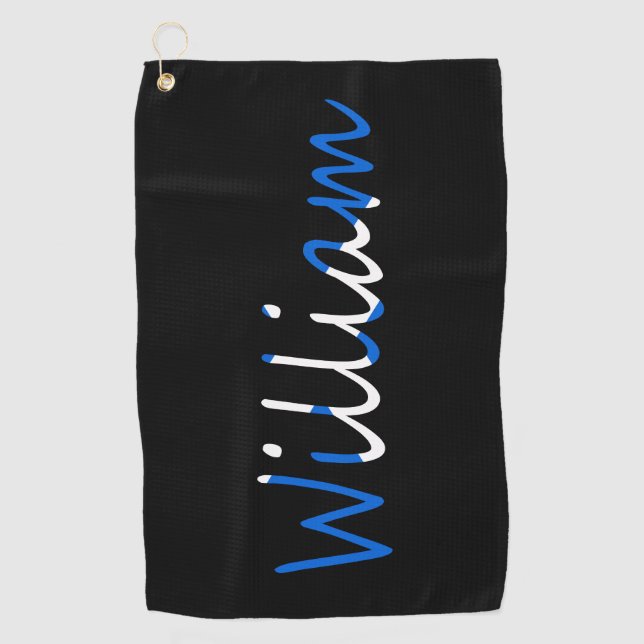 Any Name overlaid on Scottish Flag gtcnt Golf Towel (Front)