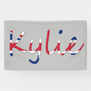 Any Name overlaid on Union Jack Flag bnrcnt Banner