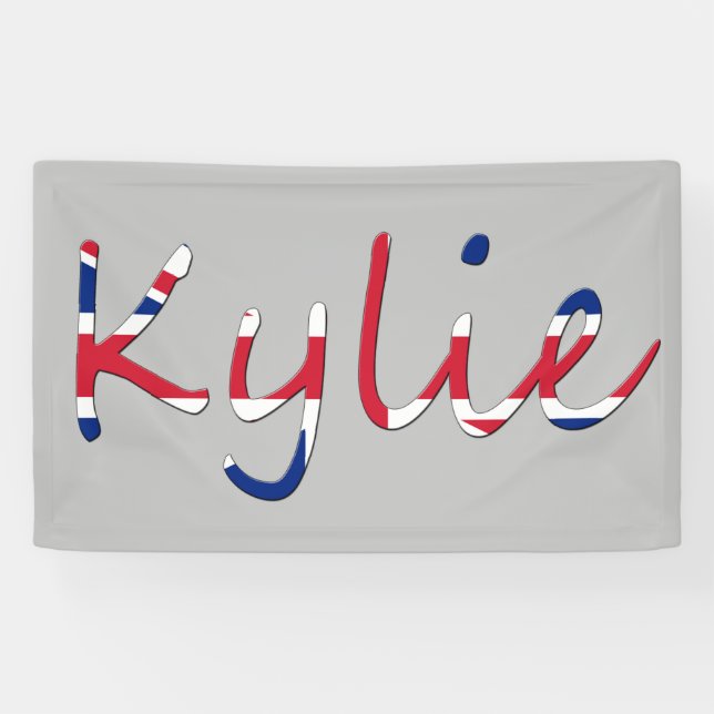Any Name overlaid on Union Jack Flag bnrcnt Banner (Horizontal)