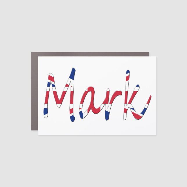 Any Name overlaid on Union Jack Flag cmcnt Car Magnet (Front)