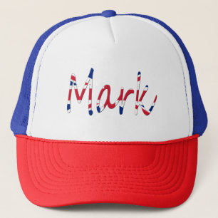 Any Name overlaid on Union Jack Flag thcnt Trucker Hat