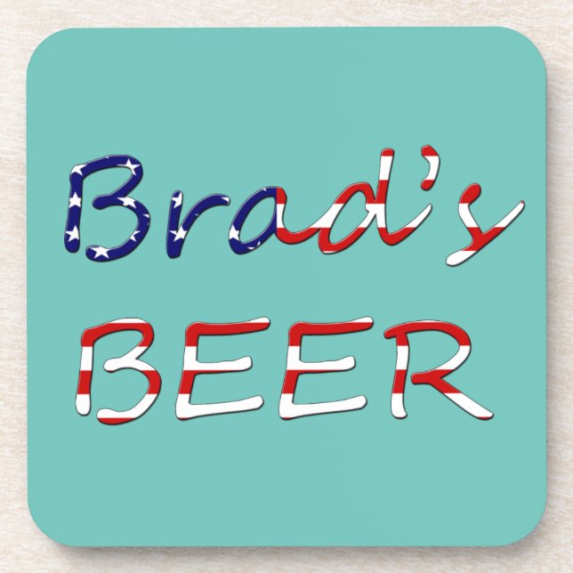 Any  Name overlaid on US Flag coastercnt Beverage Coaster (Front)