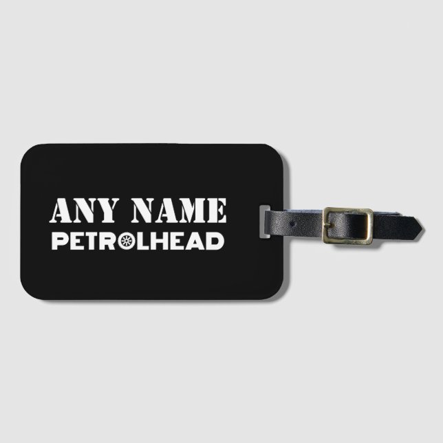 Any Name Personalized Petrolhead Luggage Tag (Front Horizontal)