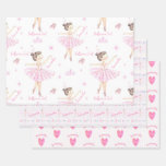 Any Name Pretty Pink &amp; White Ballerina Wrapping Paper Sheets