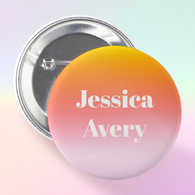 Any Name | Retro-Modern Styled Text Colorful Ombre Button (Creator Uploaded)