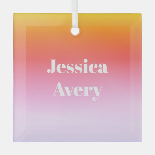 Any Name  Retro_Modern Styled Text Colorful Ombre Glass Ornament