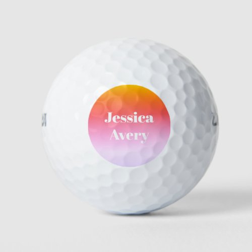 Any Name  Retro_Modern Styled Text Colorful Ombre Golf Balls