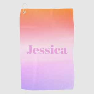 Any Name Retro-Modern Styled Text Colorful Ombre Golf Towel