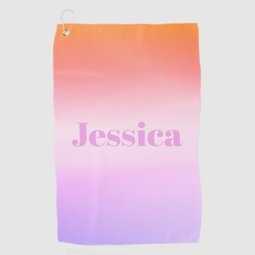Any Name  Retro_Modern Styled Text Colorful Ombre Golf Towel