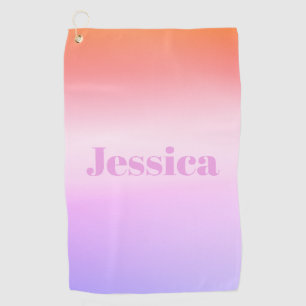 Any Name   Retro-Modern Styled Text Colorful Ombre Golf Towel