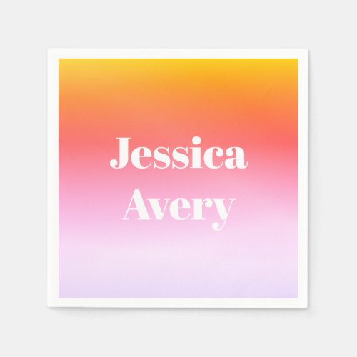 Any Name  Retro_Modern Styled Text Colorful Ombre Napkins