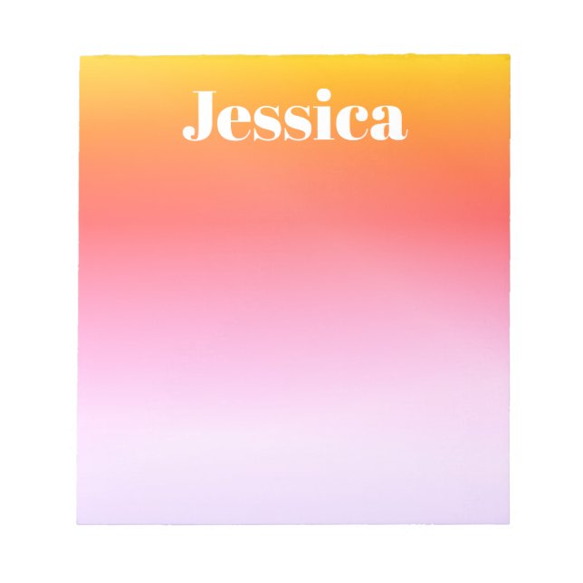 Any Name | Retro-Modern Styled Text Colorful Ombre Notepad (Front)