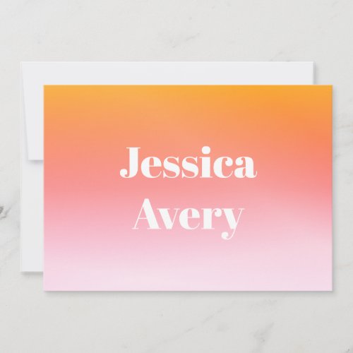 Any Name  Retro_Modern Styled Text Colorful Ombre Thank You Card