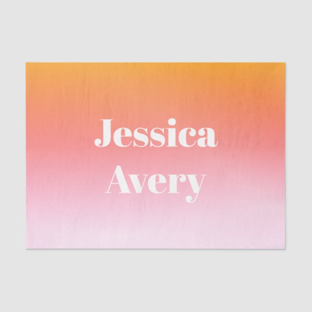 Any Name | Retro-Modern Styled Text Colorful Ombre Tissue Paper (Front)