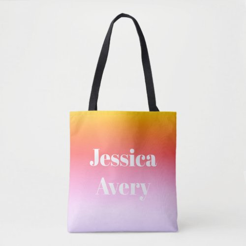 Any Name  Retro_Modern Styled Text Colorful Ombre Tote Bag