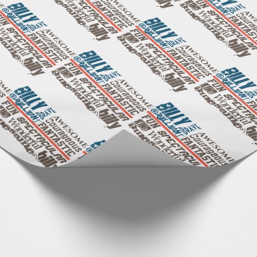 Any Name USA Flag Thin Line Personalized Wrapping Paper