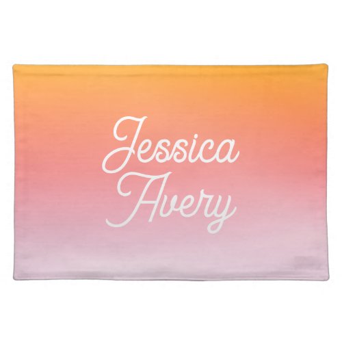Any Name  Vintage Styled Script Colorful Ombre Cloth Placemat