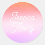 Any Name | Vintage Styled Text Colorful Ombre Classic Round Sticker