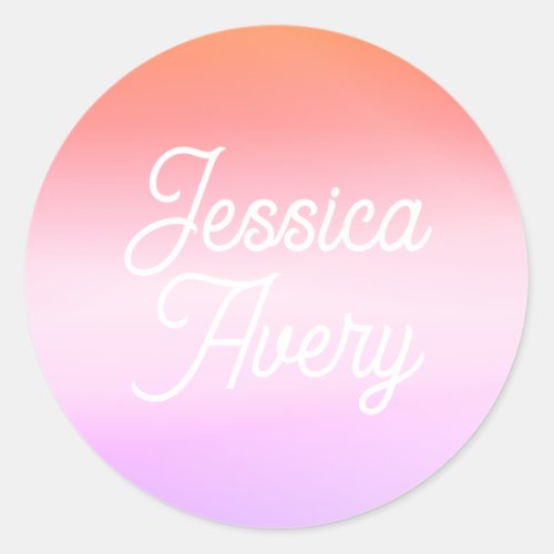 Any Name  Vintage Styled Text Colorful Ombre Classic Round Sticker