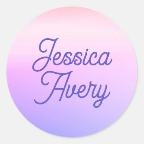 Any Name  Vintage Styled Text Colorful Ombre Classic Round Sticker