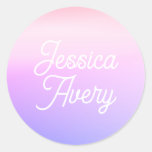 Any Name | Vintage Styled Text Colorful Ombre Classic Round Sticker