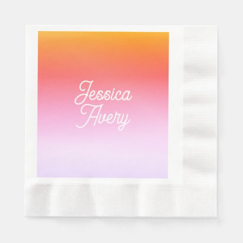 Any Name  Vintage Styled Text Colorful Ombre Napkins