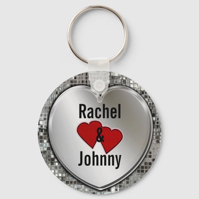 Any Names On Silver Heart Cute Keychain (Front)