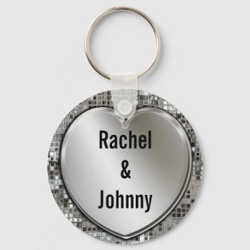 Any Names On Silver Heart Keychain by MetalShop at Zazzle