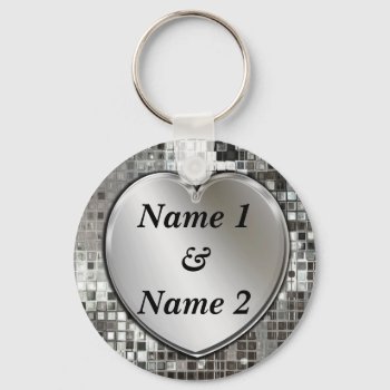 Any Names On Silver Heart Keychain by MetalShop at Zazzle