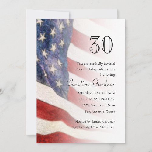 Any Number Birthday Invitation American Flag