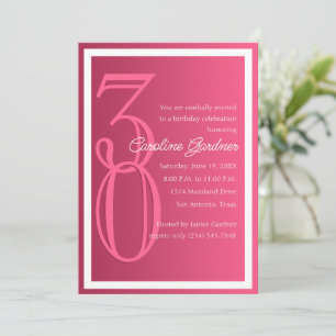 Any Number Birthday Invitation Any Color w/ Pink