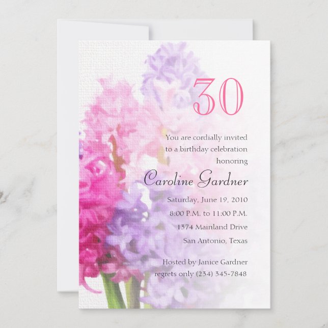 Any Number Birthday Invitation Hyacinth (Front)