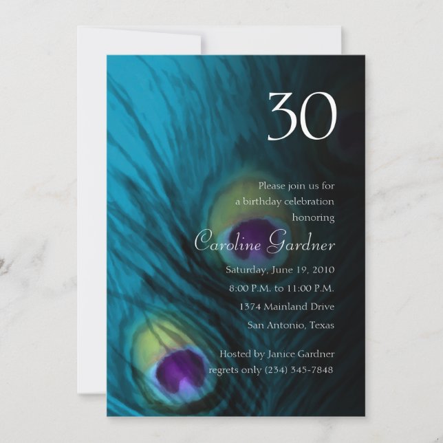 Any Number Birthday Peacock Fantasy Set 1110 Invitation (Front)