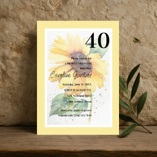 Any Number Birthday Yellow Sunflower Invitation