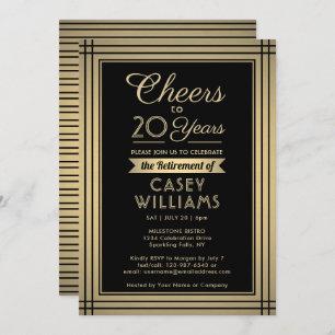 ANY Number Retirement Party Cheers Black and Gold Invitation