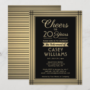 ANY Number Retirement Party Cheers Black and Gold Invitation