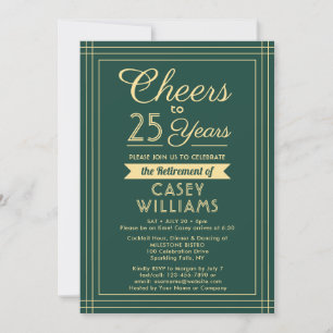 ANY Number Retirement Party Cheers Green and Gold Invitation