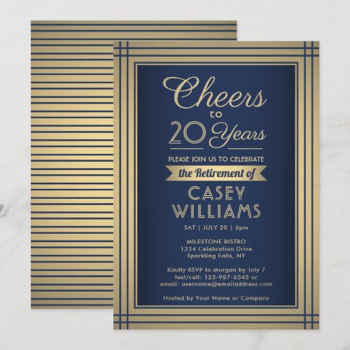 ANY Number Retirement Party Cheers Navy Blue Gold