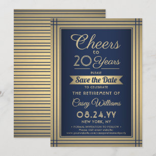 ANY Number Retirement Party Cheers Navy Blue Gold Save The Date