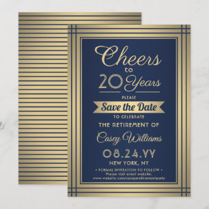 ANY Number Retirement Party Cheers Navy Blue Gold Save The Date