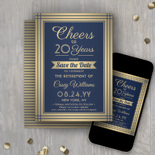 ANY Number Retirement Party Cheers Navy Blue Gold Save The Date